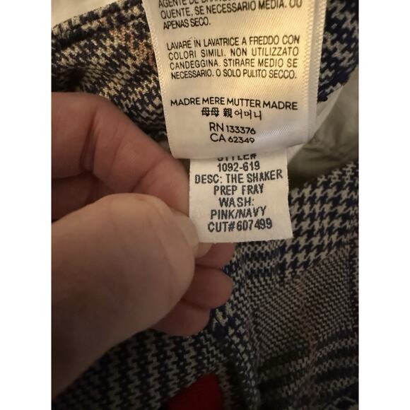 Mother Pants Women’s Size 25 Blue Pink Shaker Prep Fray Killing Time Crop Slim - Picture 9 of 14